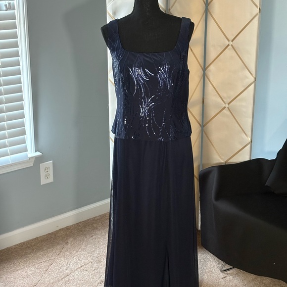 Alex Evenings Sequined A Line Midi Dress With Jacket SZ 12 - Picture 3 of 14